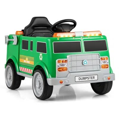 Hivvago 12v Battery Powered Electric Vehicle With Remote Control And Trash Bin-green