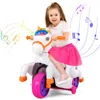 Hivvago 12v Unicorn Ride On Toy With Training Wheels And Horse Riding Mode In Multi
