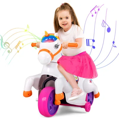 Hivvago 12v Unicorn Ride On Toy With Training Wheels And Horse Riding Mode In Multi