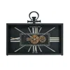 Hivvago 13" Black And Gold Metal And Glass Analog Vintage Style Crackle Wall Clock In Black