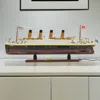 Hivvago 13" Black And White Solid Wood Hand Painted 1912 Rms Titanic Lights Model Boat In Multi