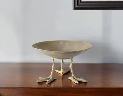 Hivvago 13" Gold Metal Round Centerpiece Bowl In Metallic