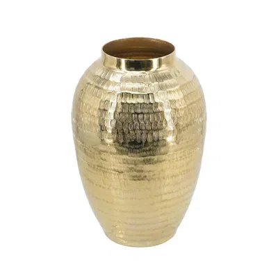 Hivvago 13" Gold Round Aluminum Table Vase
