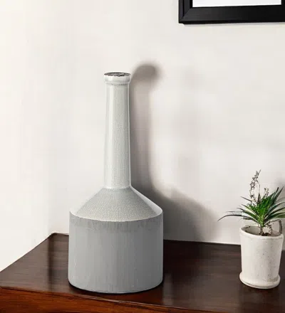 Hivvago 13" Gray And White Cylinder Ceramic Urns Jars