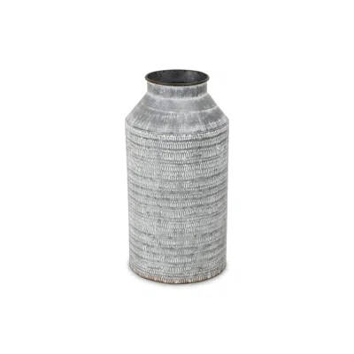Hivvago 13" Gray Cylinder Metal Jug Vase