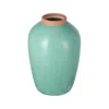 Hivvago 13" Ivory And Gray Round Ceramic Table Vase In Green