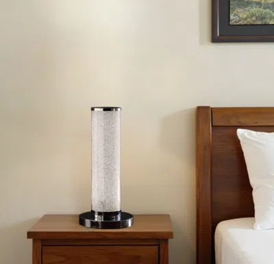 Hivvago 13" Modern White Sand Crystal And Steel Table Lamp In Gray