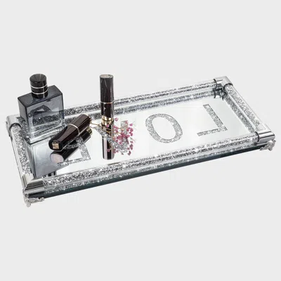 Hivvago 13" Silver Glass Vanity Tray