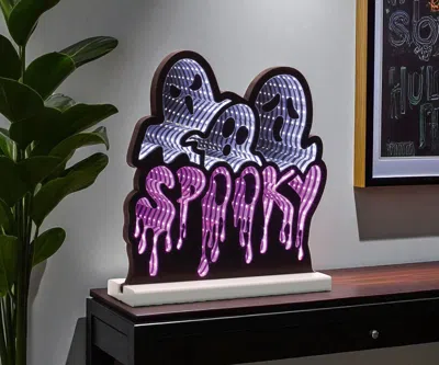 Hivvago 13" White Black And Purple Acrylic Halloween Ghost Tabletop Sign With Led