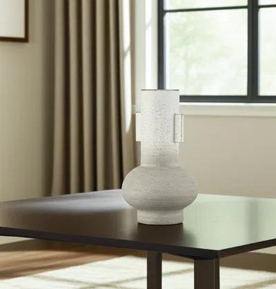 Hivvago 13" White Trumpet Metal Table Vase In Neutral