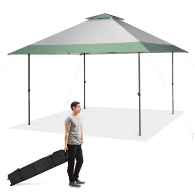 Hivvago 13 X 13 Feet Pop-up Patio Canopy Tent With Shelter And Wheeled Bag-gray In Green