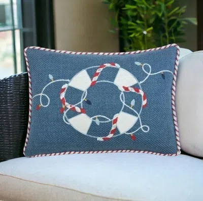 Hivvago 13" X 18" Blue And White Christmas Throw Pillow