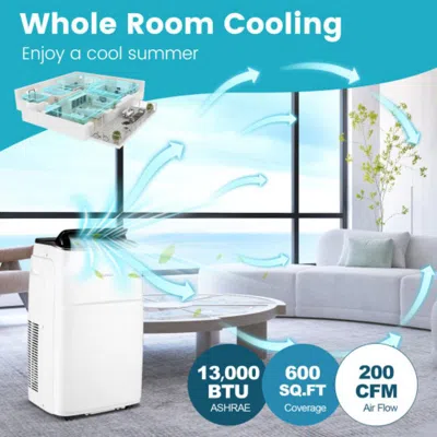 Hivvago 13000 Btu Portable 4-in-1 Air Conditioner With App And Voice Control-white In Blue