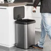 Hivvago 13.2 Gal Stainless Steel Trash Can With Lock Device-sliver