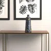 Hivvago 14" Blue And Gold Abstract Bud Glass Table Vase In Gray
