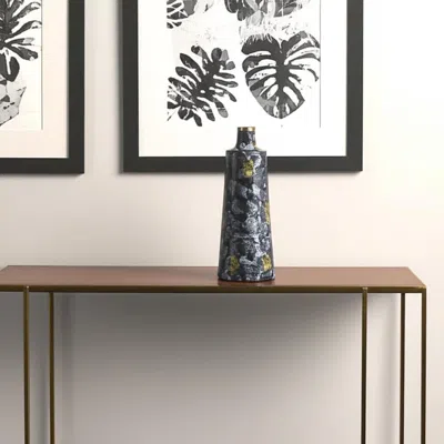 Hivvago 14" Blue And Gold Abstract Bud Glass Table Vase In Gray