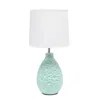 Hivvago 14" Blue Ceramic Round Table Lamp With White Drum Shade In Green