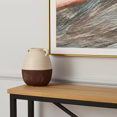 Hivvago 14" Brown Amphora Ceramic Table Vase In Neutral
