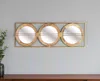 Hivvago 14" Brown And Gold Aluminum And Wood Geometric Framed Accent Mirror In Gold