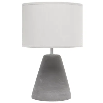 Hivvago 14" Gray Concrete Novelty Table Lamp With Gray Drum Shade In White