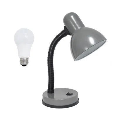 Hivvago 14" Gray Metal Swing Arm Table Lamp Led
