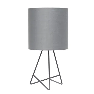 Hivvago 14" Gray Metal Tripod Table Lamp Led With Gray Drum Shade