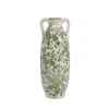 Hivvago 14" Green And White Leaf Amphora Ceramic Table Vase With Does Not Apply In Green