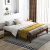 Hivvago 14 Inch King Size Rubber Wood Platform Bed Frame With Wood Slat Support-walnut
