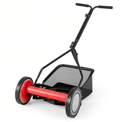 Hivvago 14 Inch Push Lawn Mower With 5 Steel Blades And Grass Catcher Bag