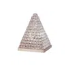 Hivvago 14 Inch Table Lamp, Crystal Pyramid Shaped Frame, Stone Studded, Silver In Metallic