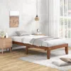 Hivvago 14 Inch Twin Size Rubber Wood Platform Bed Frame With Wood Slat Support-walnut