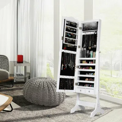 Hivvago 14 Led Jewelry Armoire Cabinet With Full Length Mirror And 4 Tilting Angles-white