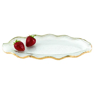 Hivvago 14 Mouth Blown Wavy Edge Gold Leaf Platter