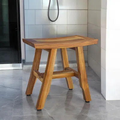 Hivvago 14" Natural Teak Curvilinear Shower Bench In Brown