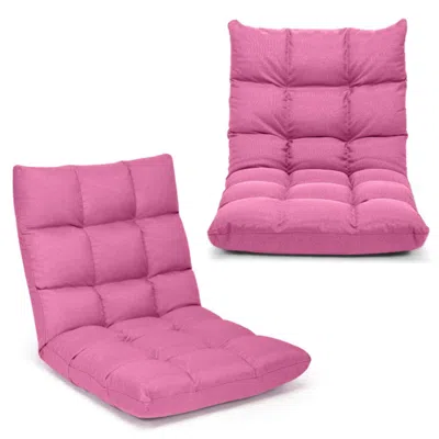 Hivvago 14-position Adjustable Folding Lazy Gaming Sofa-pink In Burgundy