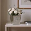 Hivvago 14" Silver Mirrored Glass Table Vase With Faux Crystals In Silver
