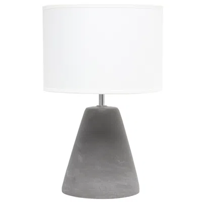 Hivvago 14" White Concrete Novelty Table Lamp With White Drum Shade In Gray