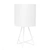Hivvago 14" White Metal Tripod Table Lamp Led With White Drum Shade In White