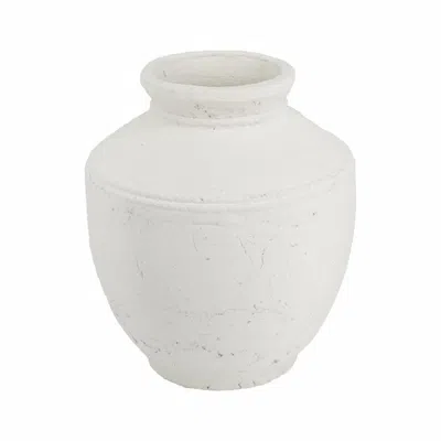 Hivvago 14" White Terracotta Round Jug Vase