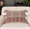 Hivvago 14" X 20" Beige And Brown Southwestern Cotton Throw Pillow With Tassels In Brown