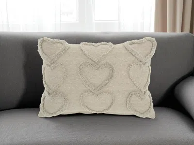 Hivvago 14" X 20" Gray Heart Cotton Throw Pillow