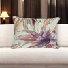 Hivvago 14" X 20" Pink And Purple Floral Cotton Throw Pillow With Sequins In Multi