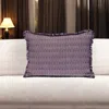 Hivvago 14" X 20" Purple And White Striped Cotton Throw Pillow With Fringe In Purple