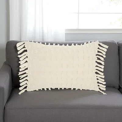 Hivvago 14" X 20" White Cotton Throw Pillow