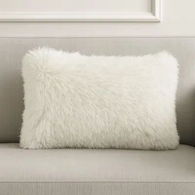 Hivvago 14" X 20" White Super Shaggy Throw Pillow
