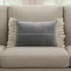Hivvago 14" X 22" Steel Blue Pillow With Tassels Edges In Gray
