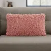 Hivvago 14" X 24" Coral Shag Lumbar Throw Pillow In Pink