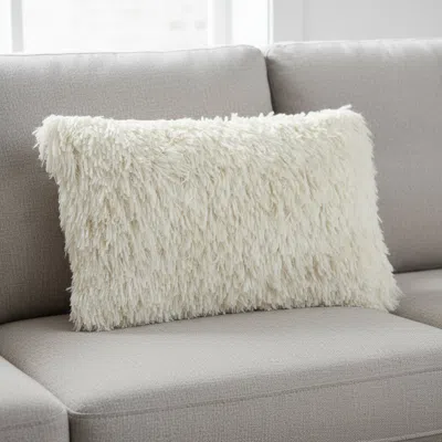 Hivvago 14" X 24" Long Ivory Shag Throw Pillow In Neutral
