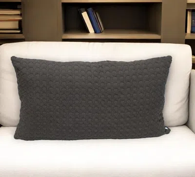 Hivvago 14" X 26" Dark Gray Cotton Lumbar Throw Pillow With Texture