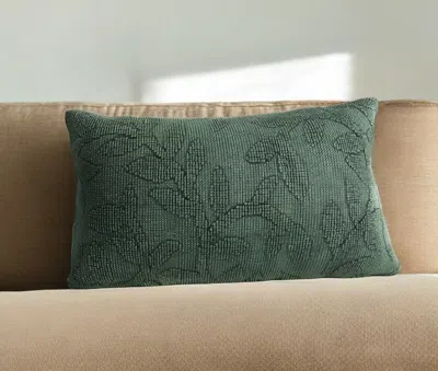 Hivvago 14" X 26" Green Cotton Lumbar Throw Pillow With Texture